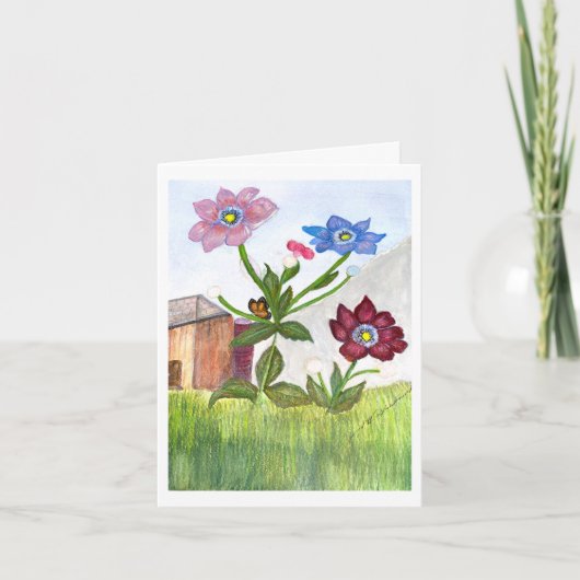 INVITATION Peinture aquarelle d'herbe et de fleurs (Devant)