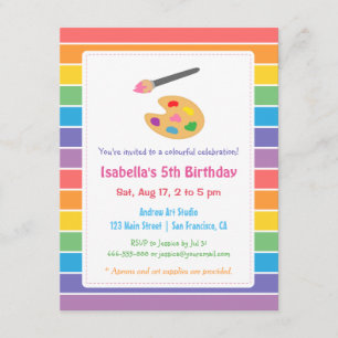 Invitation Peinture Arc-en-Ciel Artisanat Fête d'anniversaire