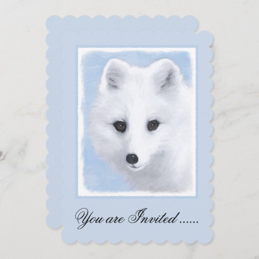 Invitation Peinture Arctic Fox - Art original de la faune (Devant / Derrière)
