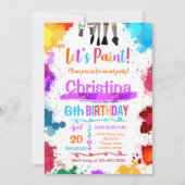 Invitation Peinture Art Anniversaire fête Blanc (Devant)