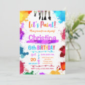 Invitation Peinture Art Anniversaire fête Blanc (Debout devant)
