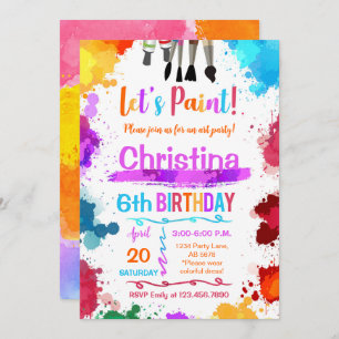 Invitation Peinture Art Anniversaire fête Blanc