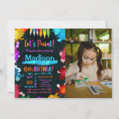 Invitation Peinture Art Anniversaire Fête Photo Noire (Devant)