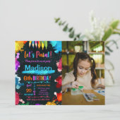 Invitation Peinture Art Anniversaire Fête Photo Noire (Debout devant)