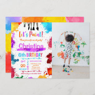 Invitation Peinture Art Anniversaire Photo blanche