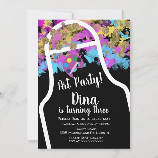 Invitation Peinture Art Art Art Tablier Art Art Anniversaire (Devant)