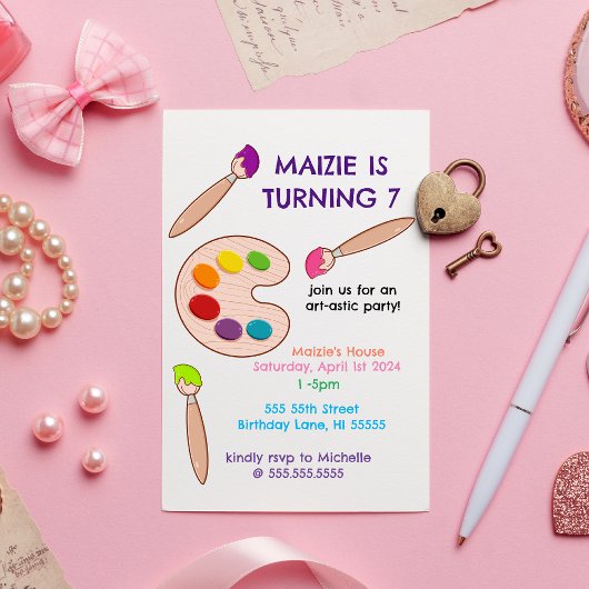 Invitation Peinture Art-astique Anniversaire