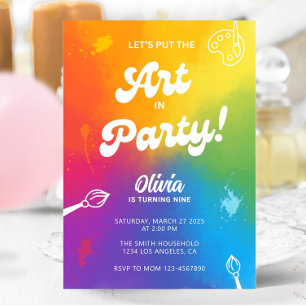 Invitation Peinture artisanale Tie Dye Fête pour Enfants et A