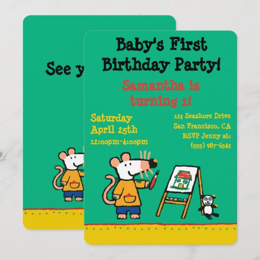 Invitation Peinture avec Maisy ! (Devant / Derrière)