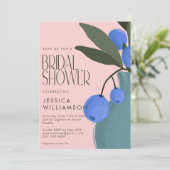 Invitation Peinture botanique Fête des mariées florale bleu r (Debout devant)