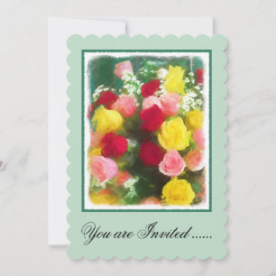 Invitation Peinture Bouquet Rose - Jolie Art Fleur Originale