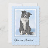 Invitation Peinture Collie Bordure - Joli art original chien (Devant)