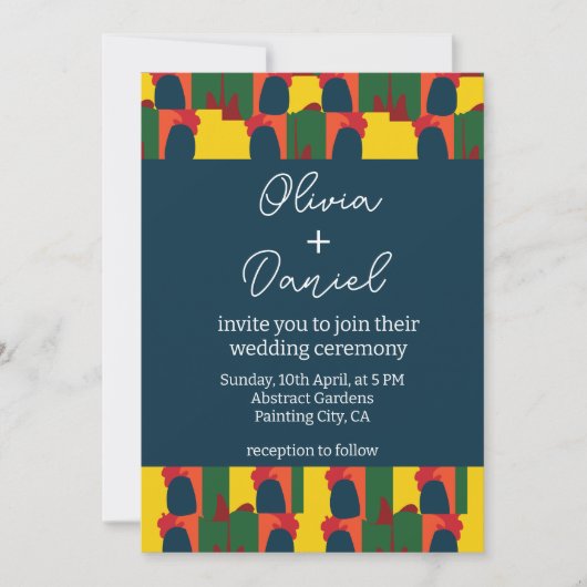 Invitation Peinture colorée Mariage Abstrait (Devant)