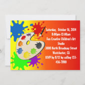 Invitation Peinture colorée Palette Art Peinture Anniversaire (Dos)