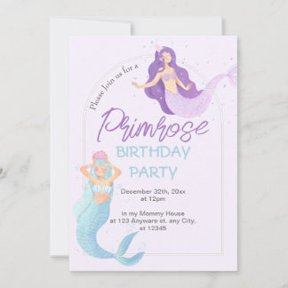 Invitation Peinture couleur eau esthétique Anniversaire Merma