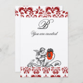 INVITATION PEINTURE D'ANGE UNE FLEURS ROUGE DOMMASQUE MONOGRA (Devant / Derrière)