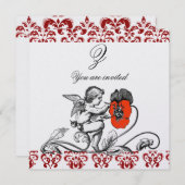 INVITATION PEINTURE D'ANGE UNE FLEURS ROUGE DOMMASQUE MONOGRA (Devant / Derrière)