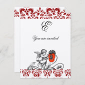 INVITATION PEINTURE D'ANGE UNE FLEURS ROUGE DOMMASQUE MONOGRA (Devant / Derrière)