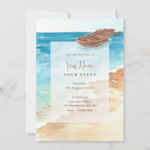 Invitation Peinture d'aquarelle bleu mer
