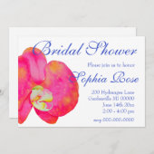 Invitation Peinture d'aquarelle romantique à l'orchidée rose (Devant / Derrière)