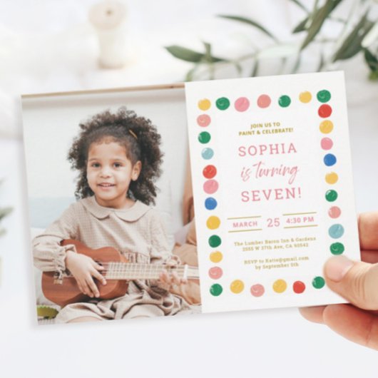 Invitation Peinture d'art 7e anniversaire fête photo Invitati