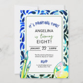 Invitation Peinture d'art bleu vert Anniversaire (Devant)