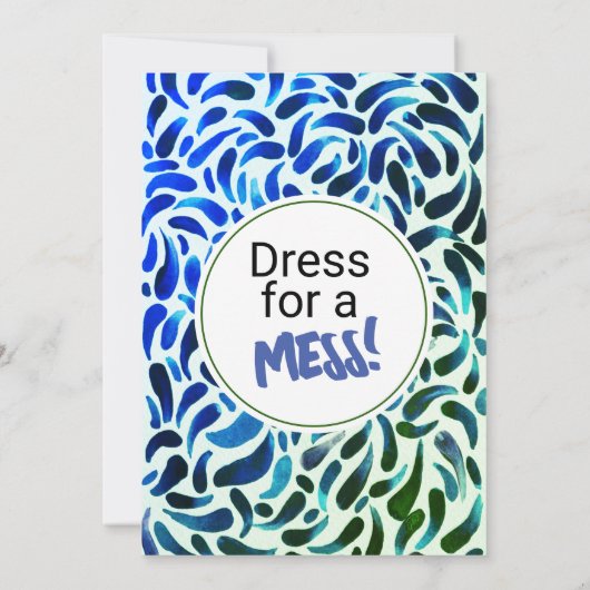 Invitation Peinture d'art bleu vert Anniversaire (Dos)