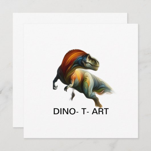 Invitation Peinture d'art traditionnel 🦖 rugissant d'un DINO (Devant / Derrière)