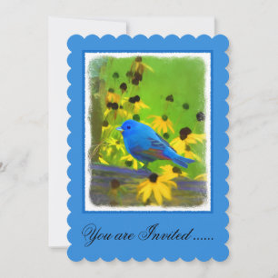 Invitation Peinture de Bunting Indigo - Art original pour ois