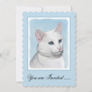 Invitation Peinture de chat blanc - Cute Original Cat Art