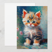 Invitation Peinture de chaton adorable (Devant / Derrière)