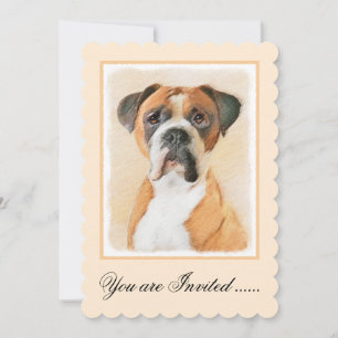 Invitation Peinture de chien Boxer originale non rognée Art a