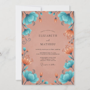 Invitation Peinture de cuivre turquoise pour mariage
