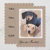 Invitation Peinture de Dachshund (Smooth) - Art original de c (Devant / Derrière)