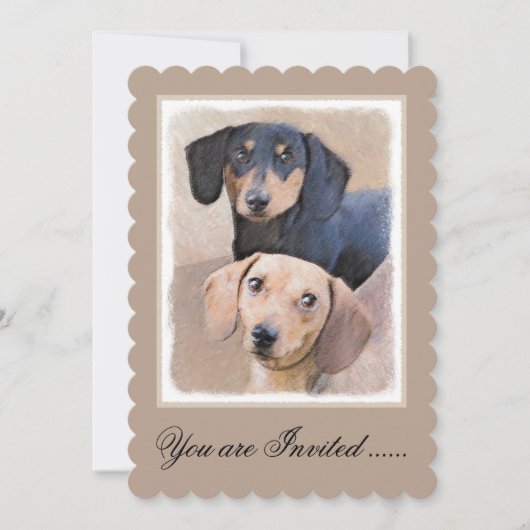 Invitation Peinture de Dachshund (Smooth) - Art original de c (Devant)