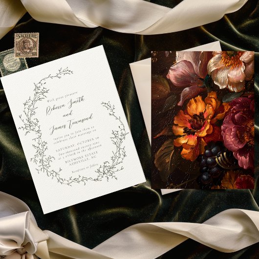 Invitation Peinture de la couronne botanique Mariage d'olivie