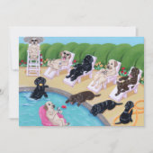 Invitation Peinture de Labradors de partie de Poolside (Devant)