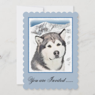 Invitation Peinture de malamut en Alaska - jolie art original