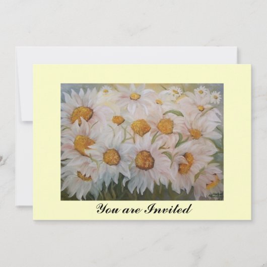 Invitation Peinture de marguerites blanches jardin (Devant)