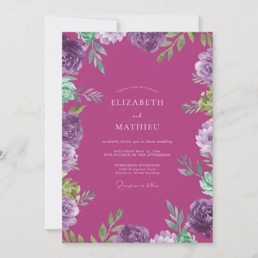 Invitation Peinture de mariage à l'orchidée magenta (Devant)