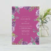Invitation Peinture de mariage à l'orchidée magenta (Debout devant)