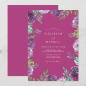 Invitation Peinture de mariage à l'orchidée magenta (Devant / Derrière)