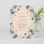Invitation Peinture de mariage Abricot Cobalt (Debout devant)