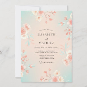 Invitation Peinture de mariage Abricot Seafoam