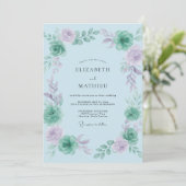 Invitation Peinture de mariage améthyste menthe (Debout devant)
