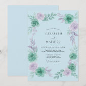 Invitation Peinture de mariage améthyste menthe (Devant / Derrière)