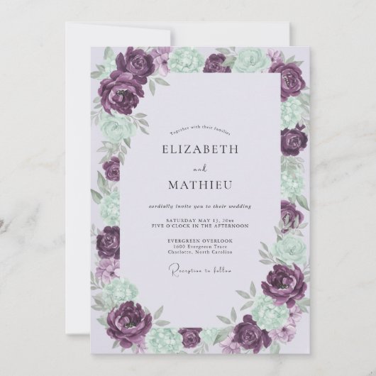 Invitation Peinture de mariage Améthyste Seafoam (Devant)
