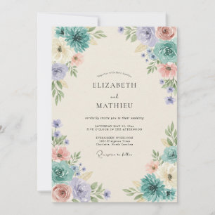 Invitation Peinture de mariage Aqua Pervenche