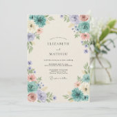 Invitation Peinture de mariage Aqua Pervenche (Debout devant)