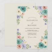 Invitation Peinture de mariage Aqua Pervenche (Devant / Derrière)